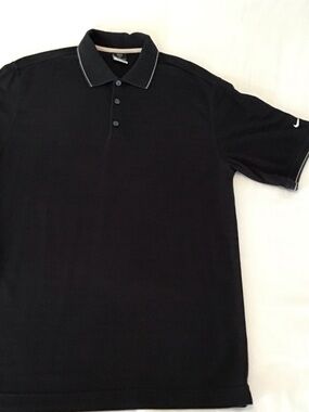 Men's Nike Black Textured Dri Fit Polo Shirt